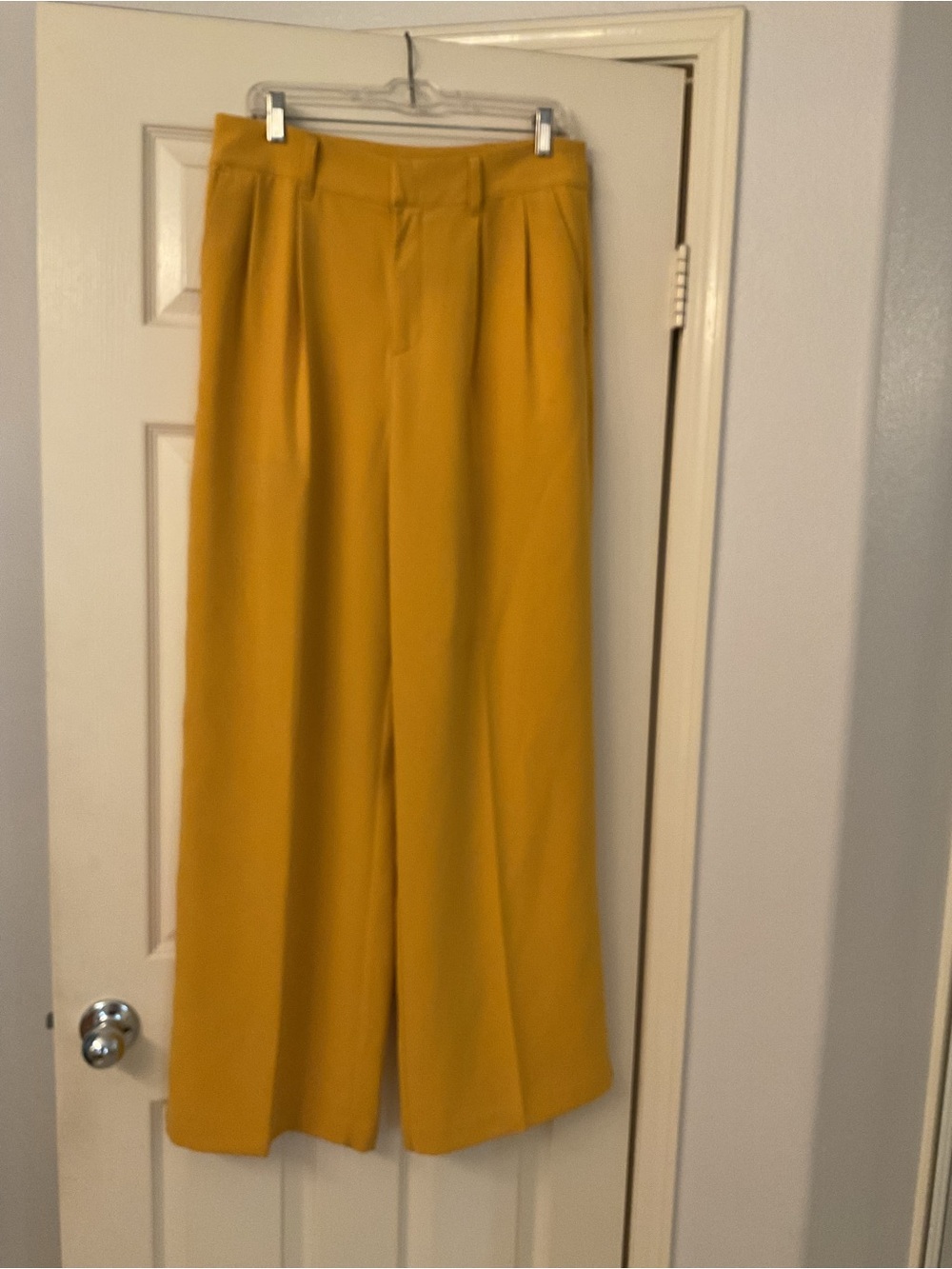 Wide Leg Woman's Trousers in Mustard Yellow